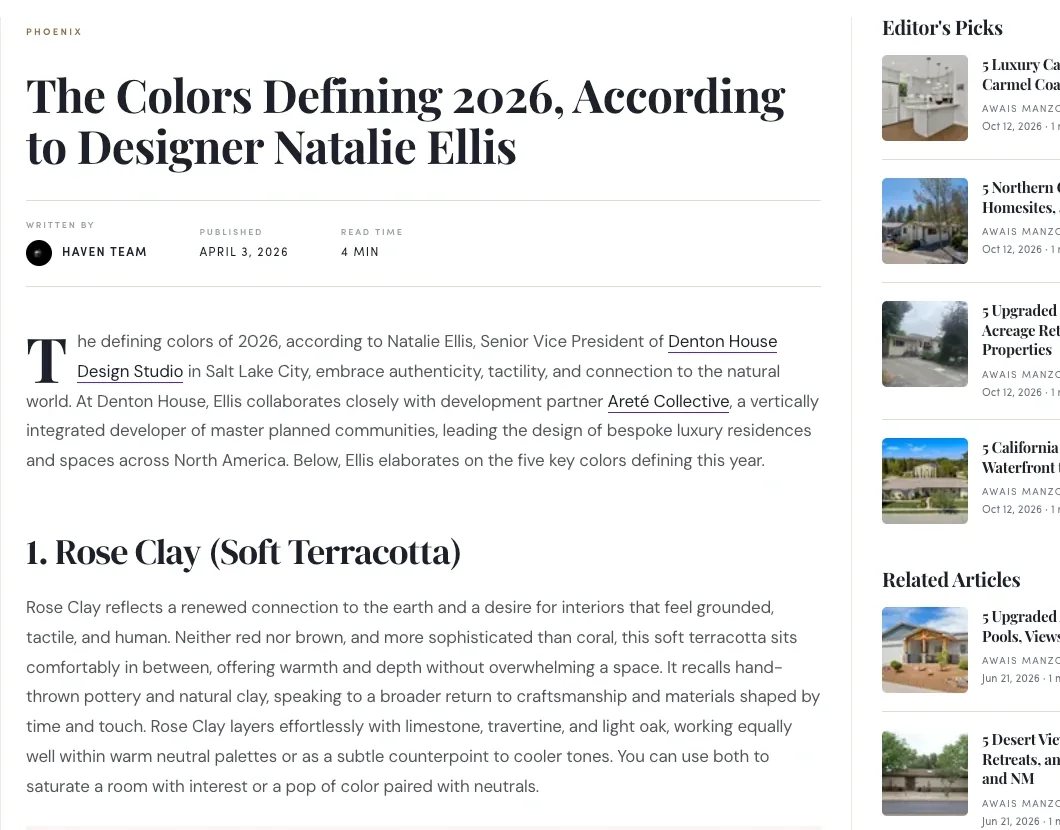 Published article on the new Haven site